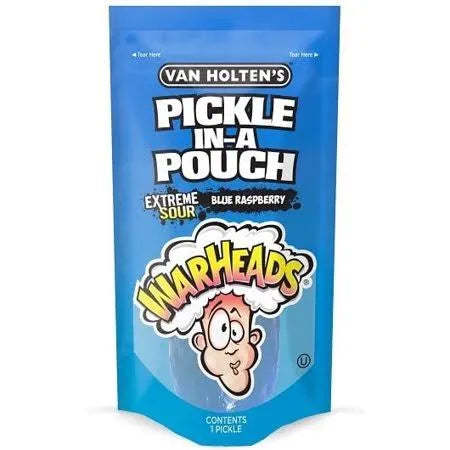 Van Holten’s Warheads Sour Blue Raspberry Pickle in a Pouch (One)