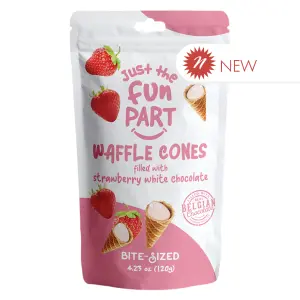 Just The Fun Part Waffle Cones, Peanut Butter & Milk Chocolate, Bite-Sized - 4.23 oz