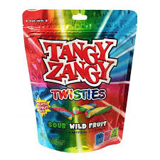 Tangy Zangy Twisties Sour Wild Fruit 8oz Bag
